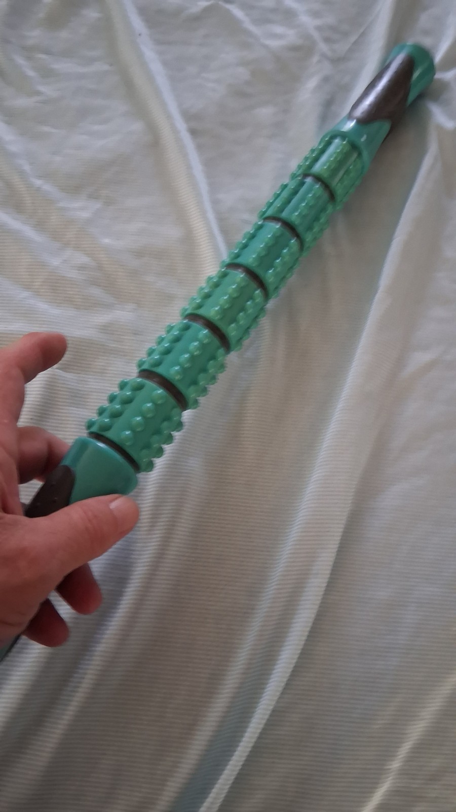 Handheld Manual Body Massage Roller Stick, Rolling Full Body, Green/Brown 18in