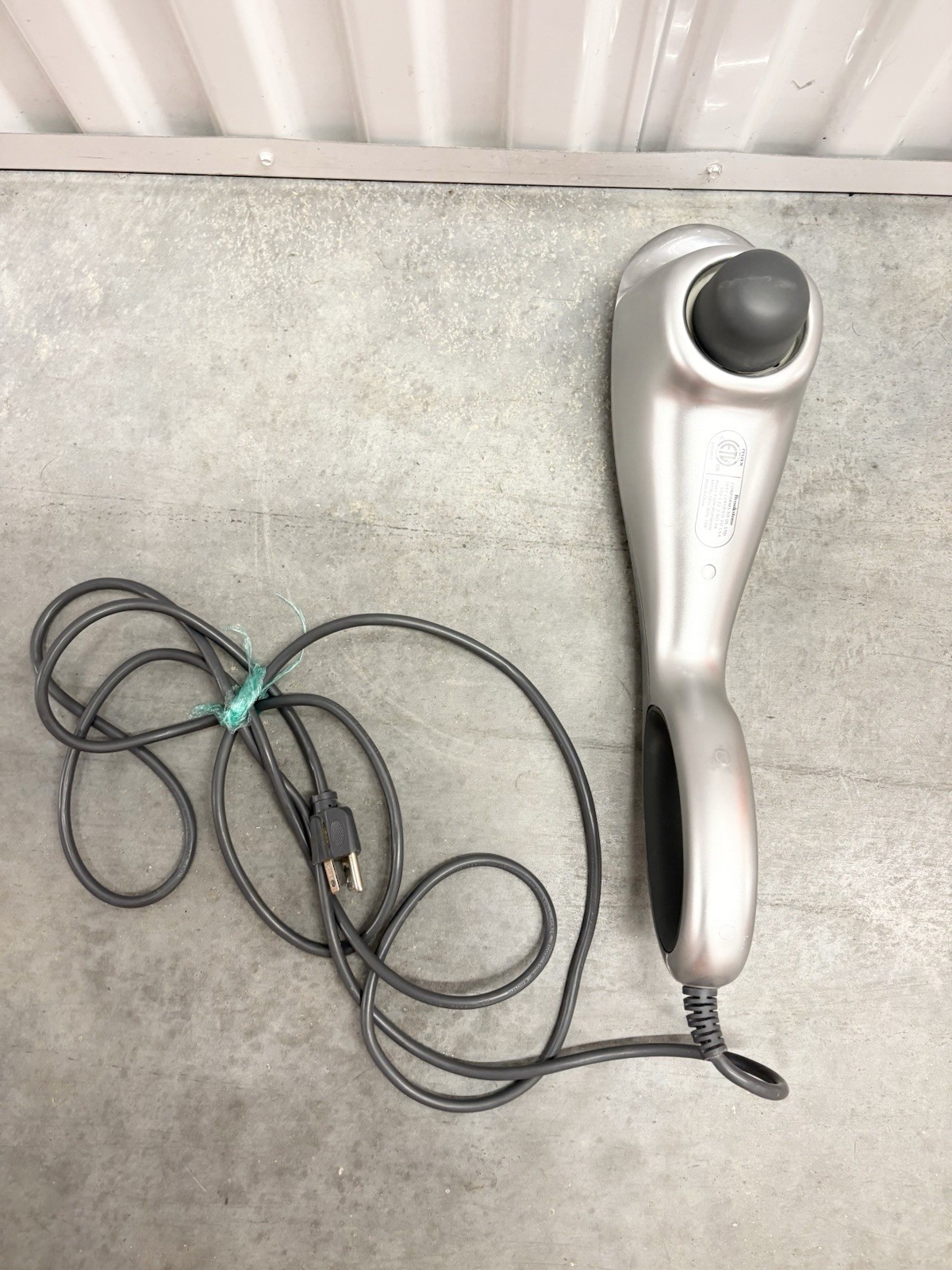 Handheld Vibrating Body Massager, Corded Electric 120V, 3-Speed, Silver/Black