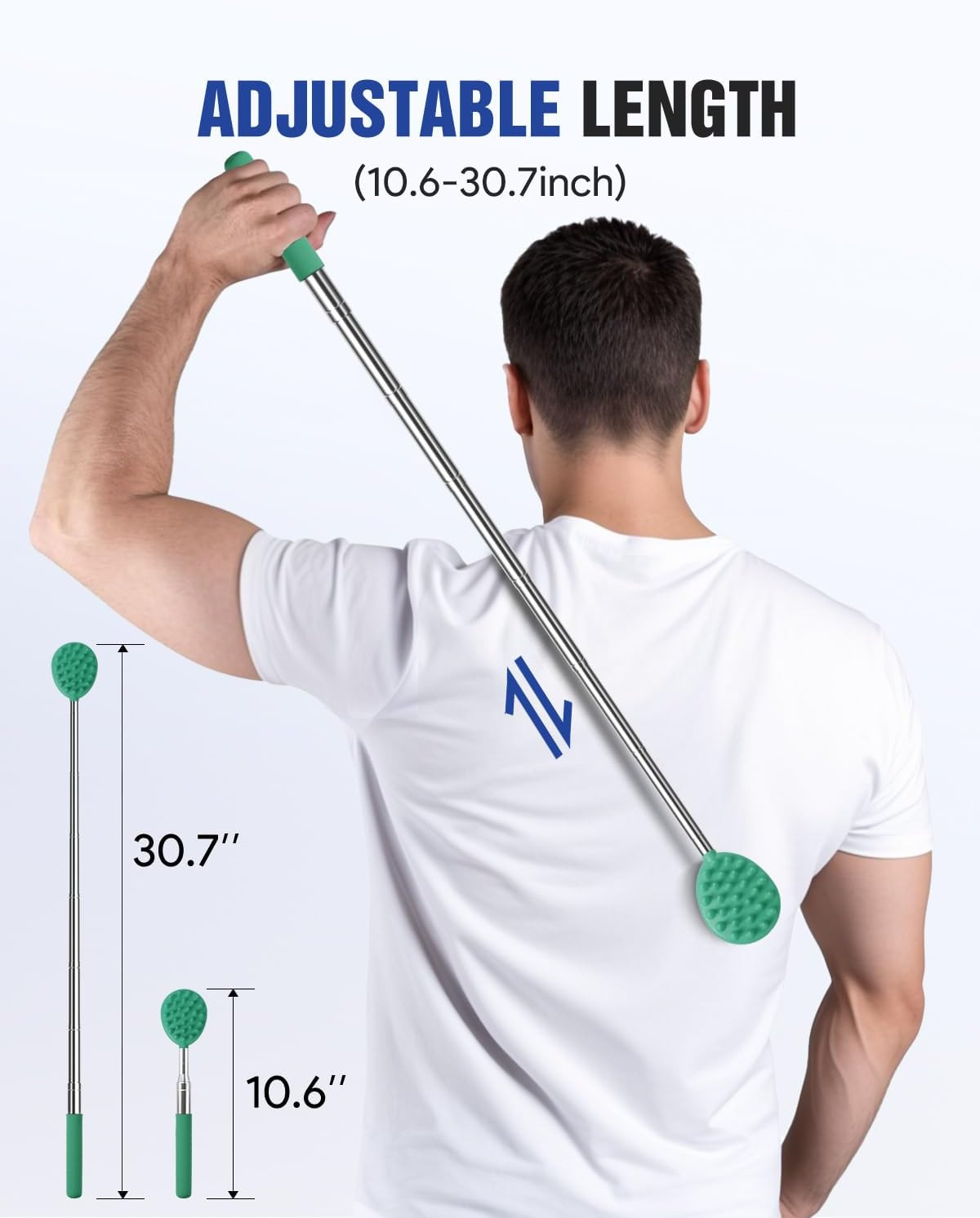 Telescoping Back Scratcher with 5Pcs Detachable Heads, Extendable Back