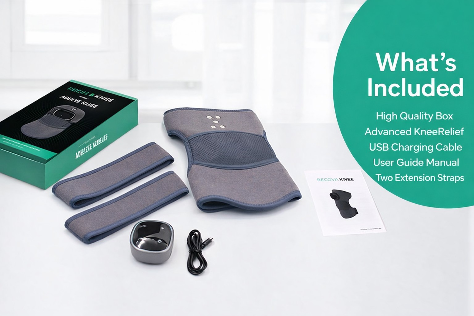 RejuvaKnee Advanced Knee Relief Heat Massage Compression Wireless & Rechargeable