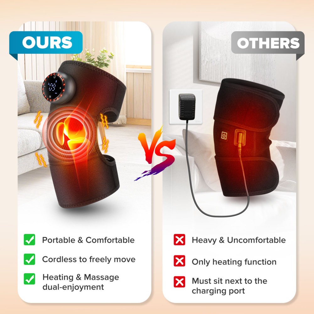 Electric Knee Massager Shoulder Brace with 5 Vibration Modes, 5 Heating Levels