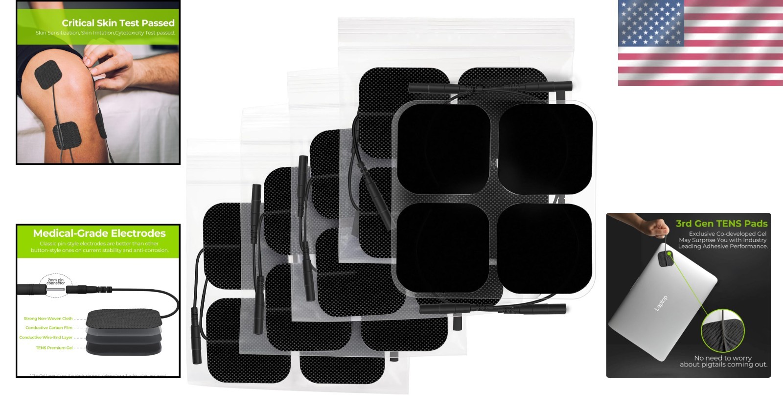 20-Pack TENS Unit Pads – Self-Stick Electrode Patches for Electrotherapy