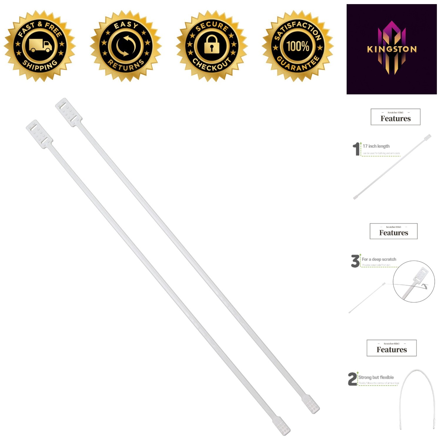 Battery-Powered Cast Itch Scratcher & Sanitizer for Arms and Legs – 2 Sticks