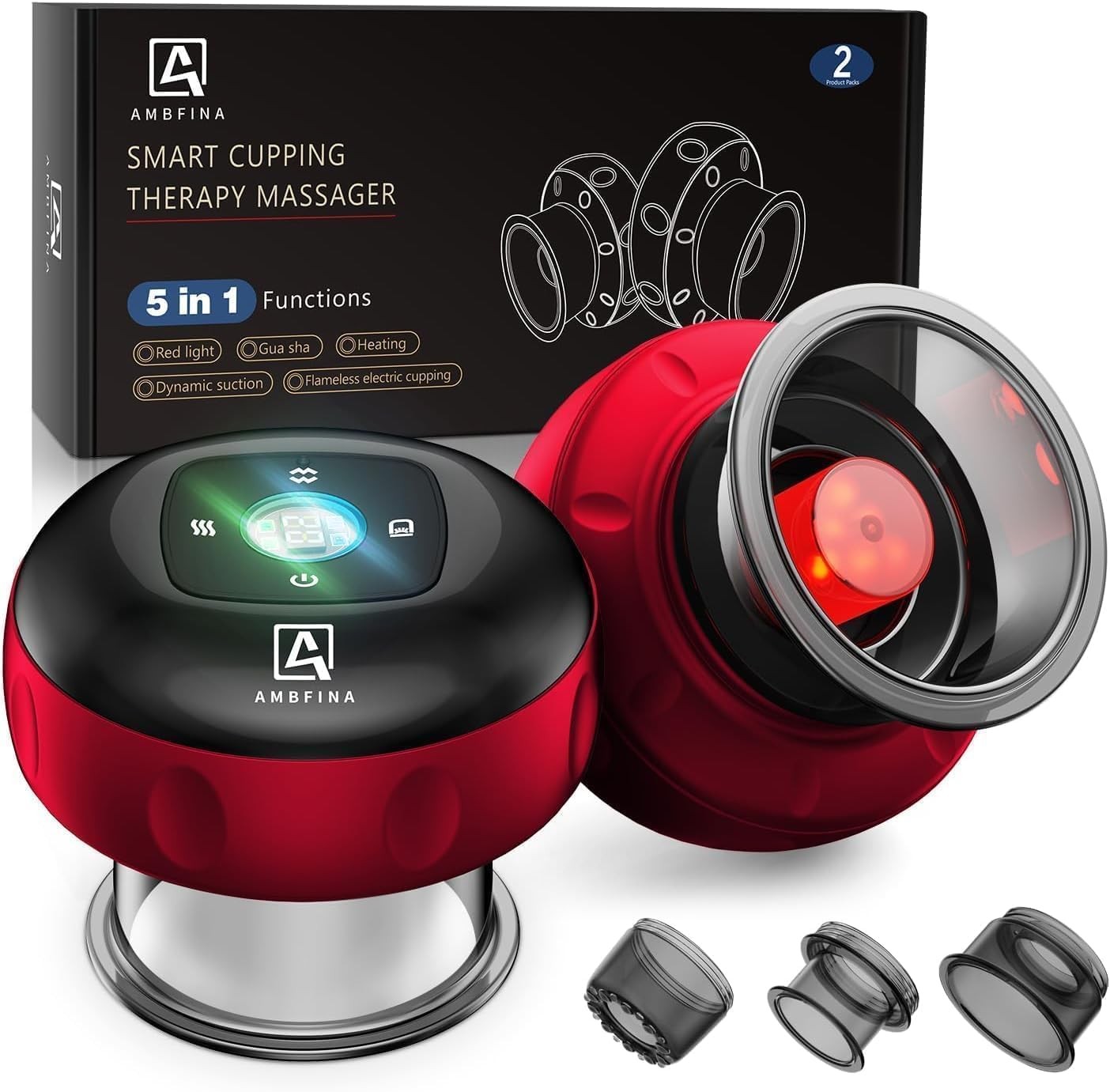 Ambfina 5in1 Cupping Kit for Massage Therapy, 12 Levels Smart Dynamic Cupping…