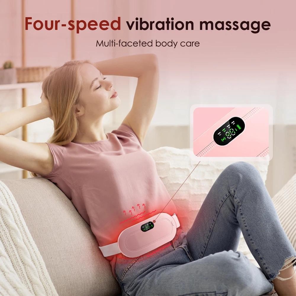 Electric Heating Waist Belt Vibrating Massager Menstrual Cramp Relief Abdominal