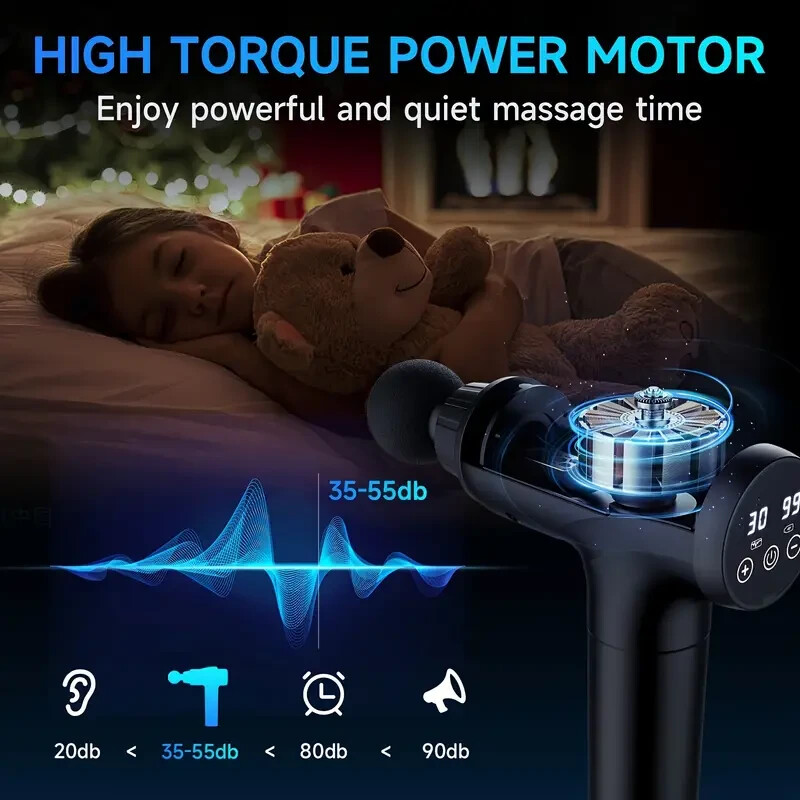 Massage Gun Deep Tissue Massager 30-Speed Handheld w/ 9 Heads & Case