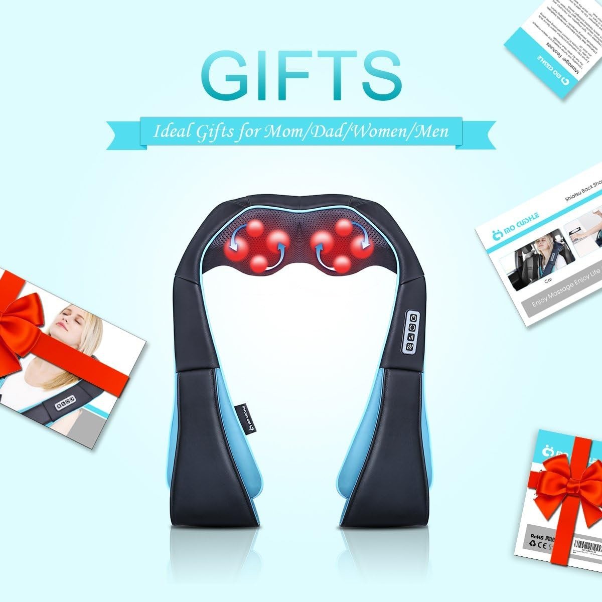 Portable Shiatsu Neck Massager with Soothing Heat – Ideal Gift for Stress Relief