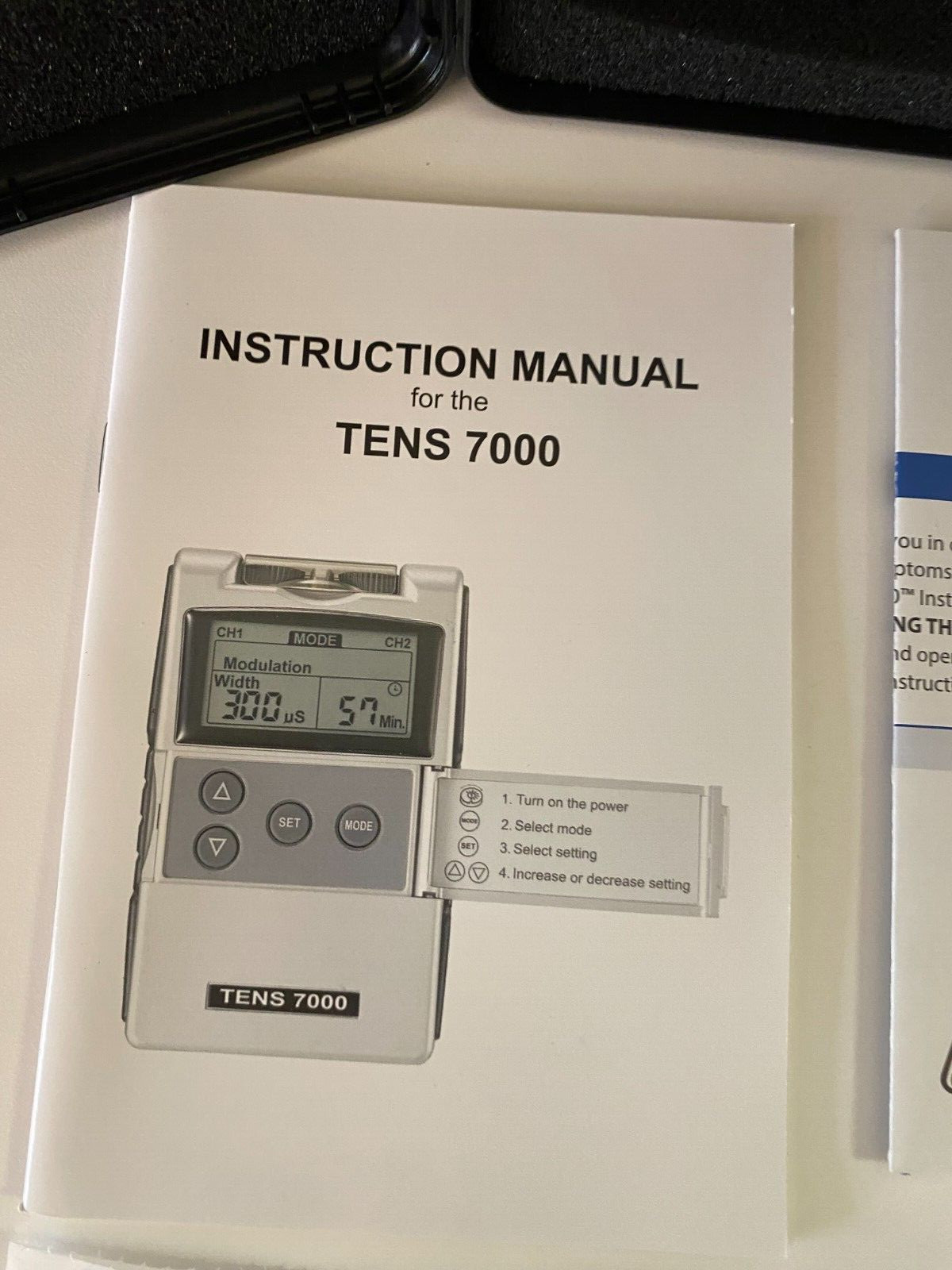 Compass Health TENS 7000 – Digital Unit, Leads, Electrodes, Case, and Battery