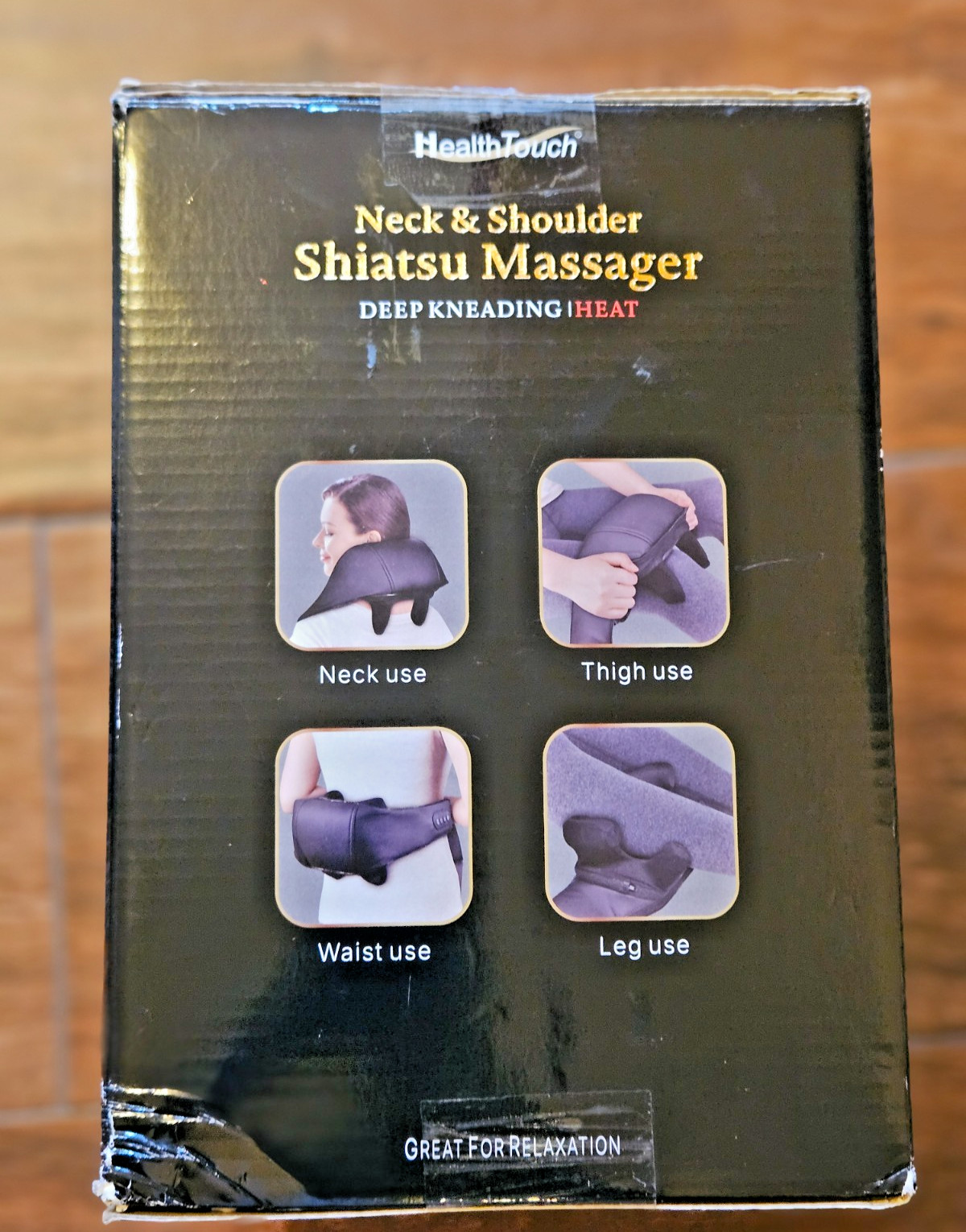 HealthTouch Shiatsu Neck Shoulder Massager Heat Cordless Deep Kneading Black