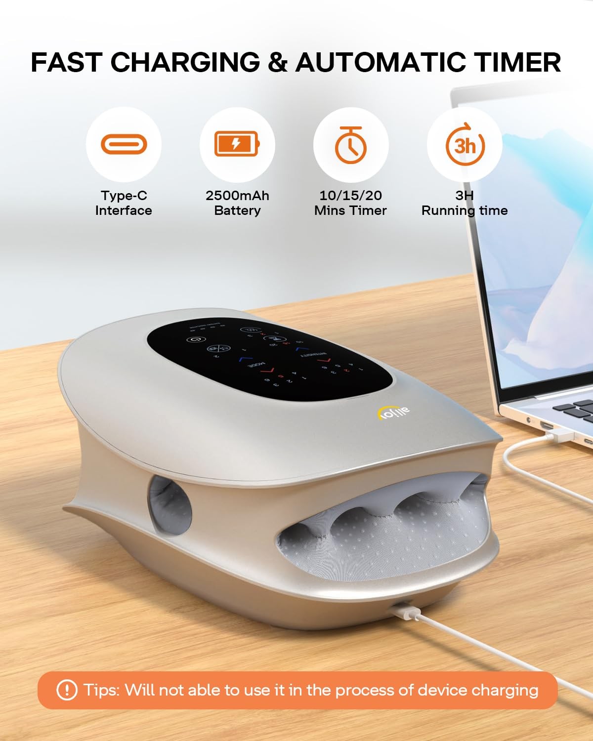 ALLJOY Hand Massager with Heat and Compression, Knuckle Stretching Champagne