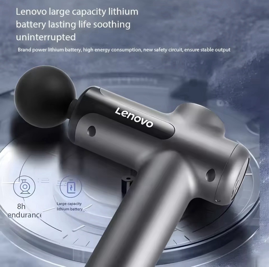 Lenovo Massage Gun Handheld Rechargeable 8 Heads Percussion Pain Relief w/ Case