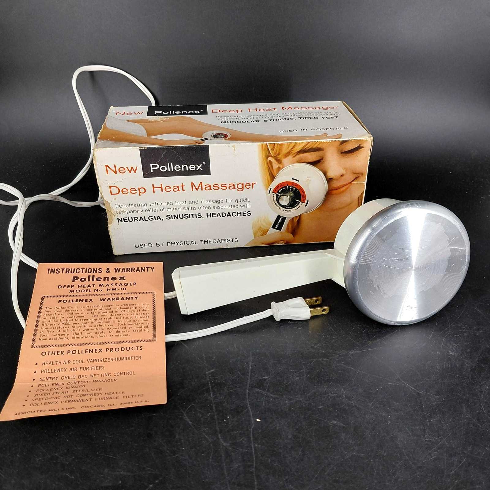 Vintage Pollenex Deep Heat Massager HM-10 Infrared Massage Wand Corded USA WORKS