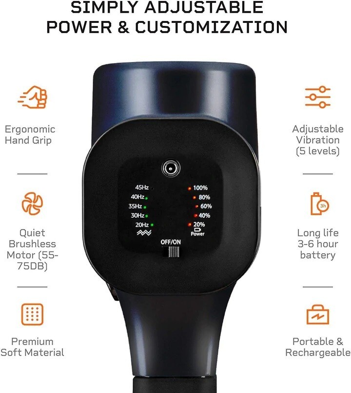 LifePro Soar FX Sonic Handheld Percussion Massage Gun Massager – Black