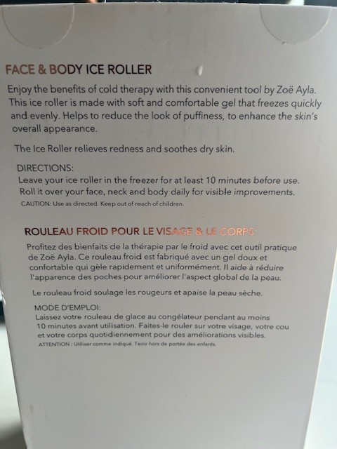 Zoe Ayla Face & Body Ice Roller, Soft Gel, Quick Freeze,Reduce Puff & RednessNIB