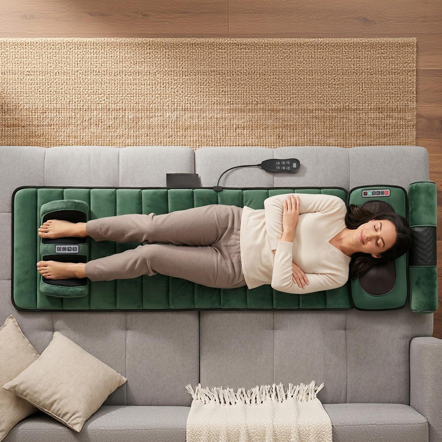 Full Body Massage Mat Heating Vibration Massage Cushion w/ Smart Timer