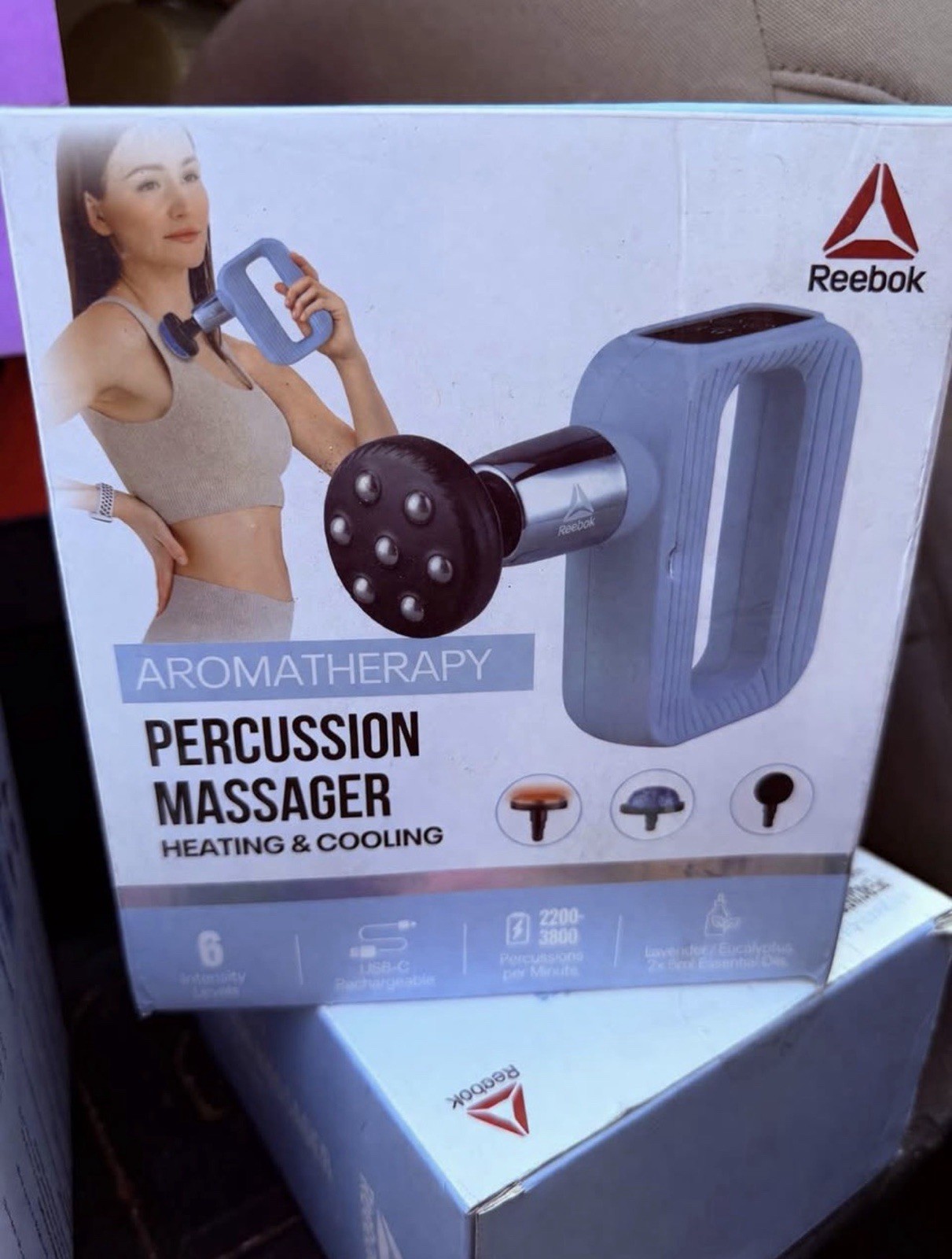 Reebok Hot & Cold Percussion Massager 6 Speed w/ Aromatherapy Portable Rechargea