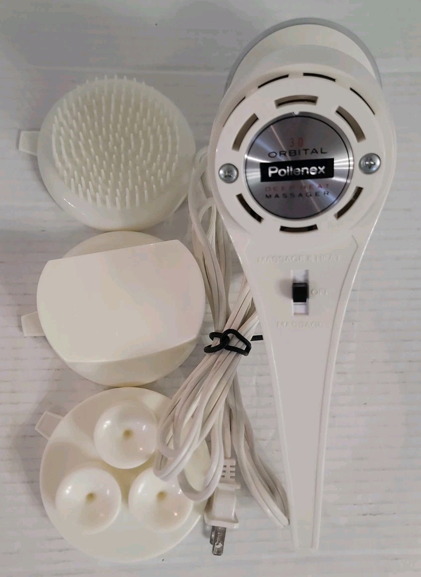 Deep Heat Massager Pollenex 3D Orbital With 3 Attachments OM55A4 Tested Works