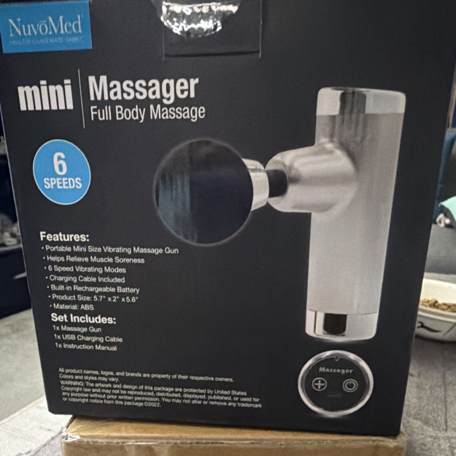 NuvoMed Mini Massager Full Body Silver Black Vibrating USB Rechargeable