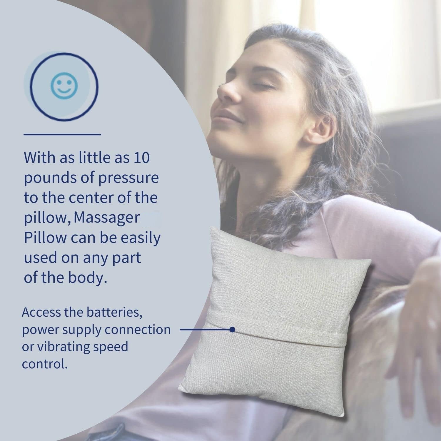 Relaxing Massage Pillow, Battery Powered Vibrating Pillow, Great for Back Pain