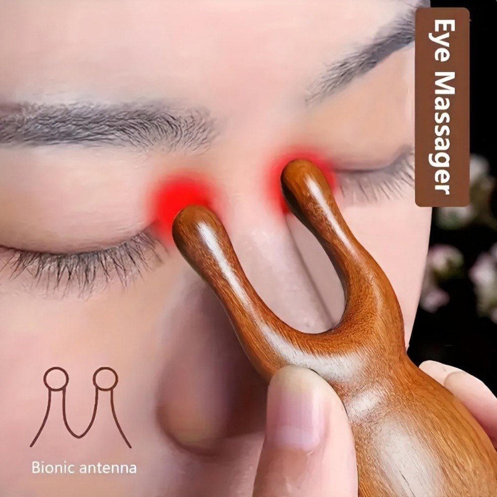 Natural Sandalwood Face Eye Massager Handheld Wooden Acupressure Tool free ship