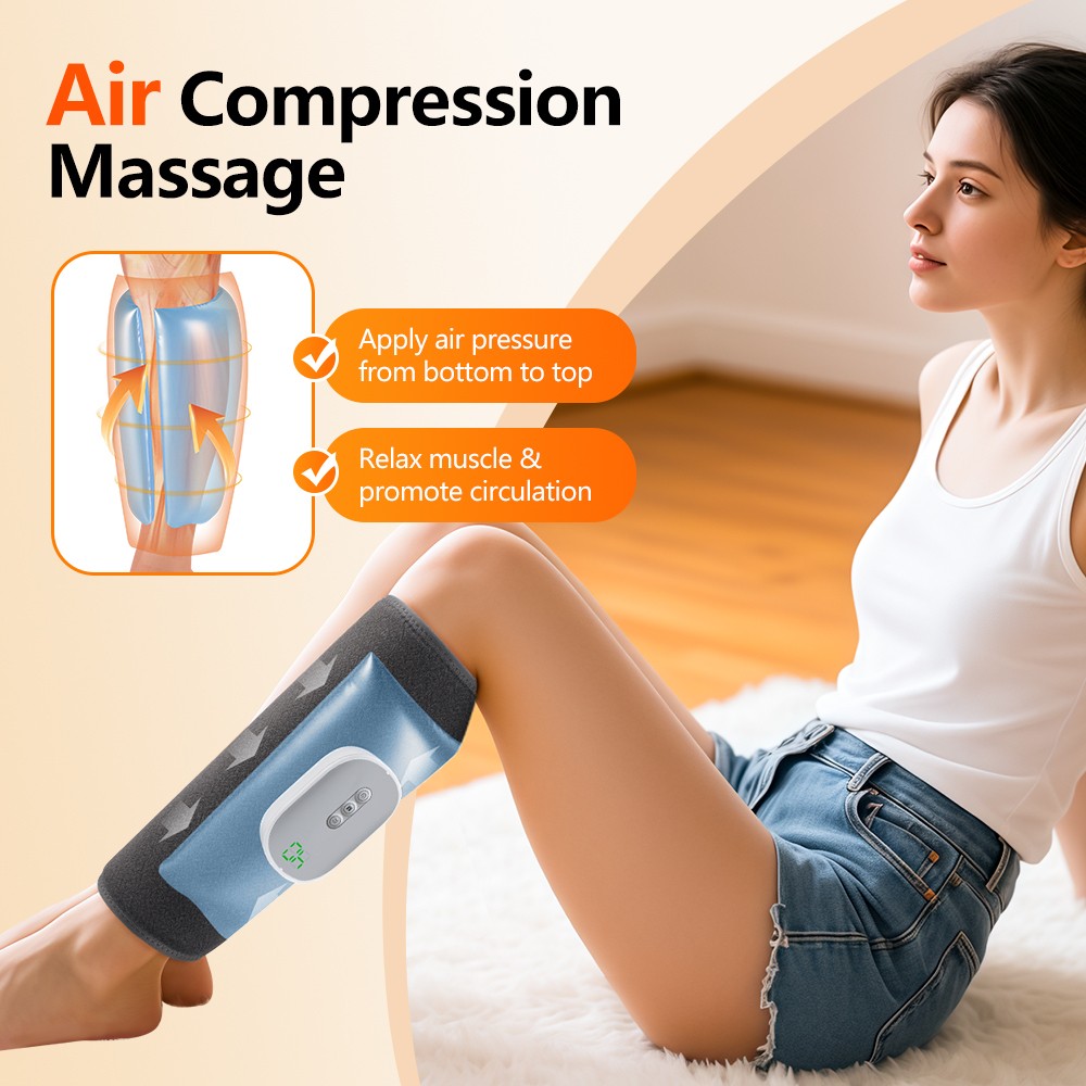 Electric Calf Air Compression Massager Air Pressure Leg Massager w/8 Intensities