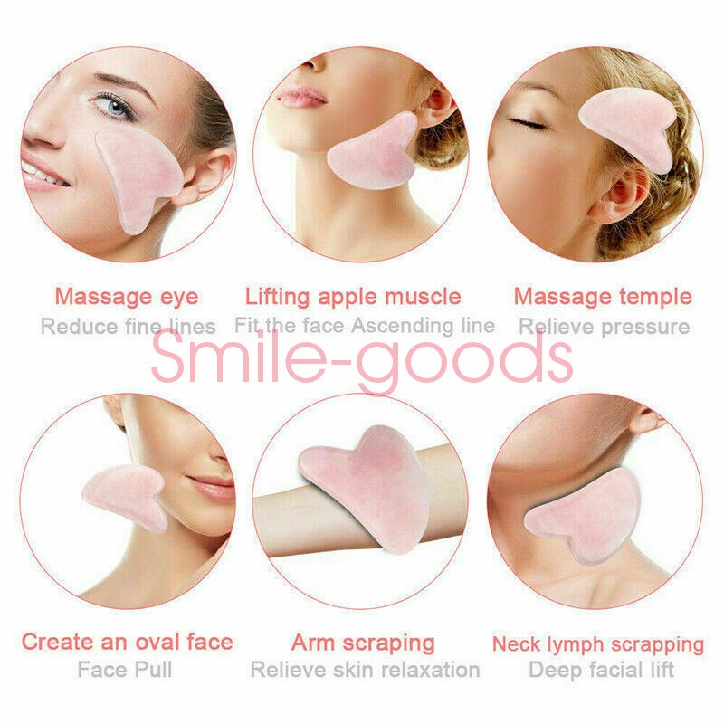Rose Quartz Gua Sha Massage Crystal Stone Tool Approx 60x80mm USA