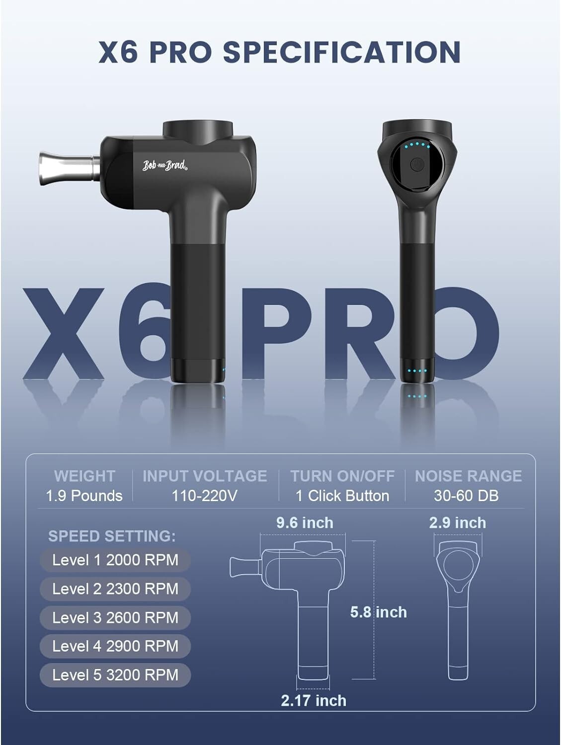 Bob and Brad X6 Pro Massage Gun Heat-Cold& Metal Therapy 6Speed Handheld Relief