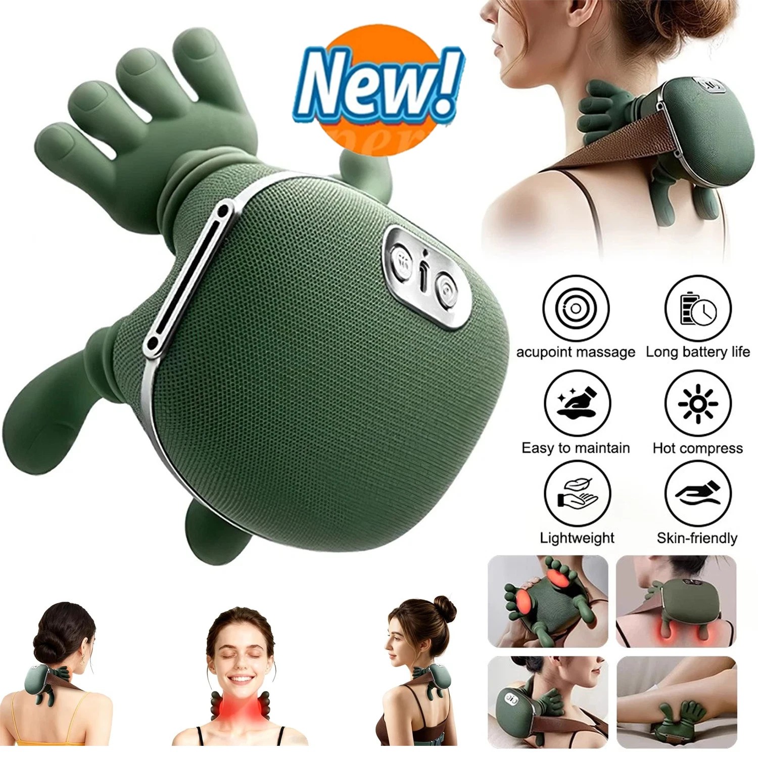 Electric Neck & Shoulder Massager with Heat Shiatsu 4D Kneading Pain Relief