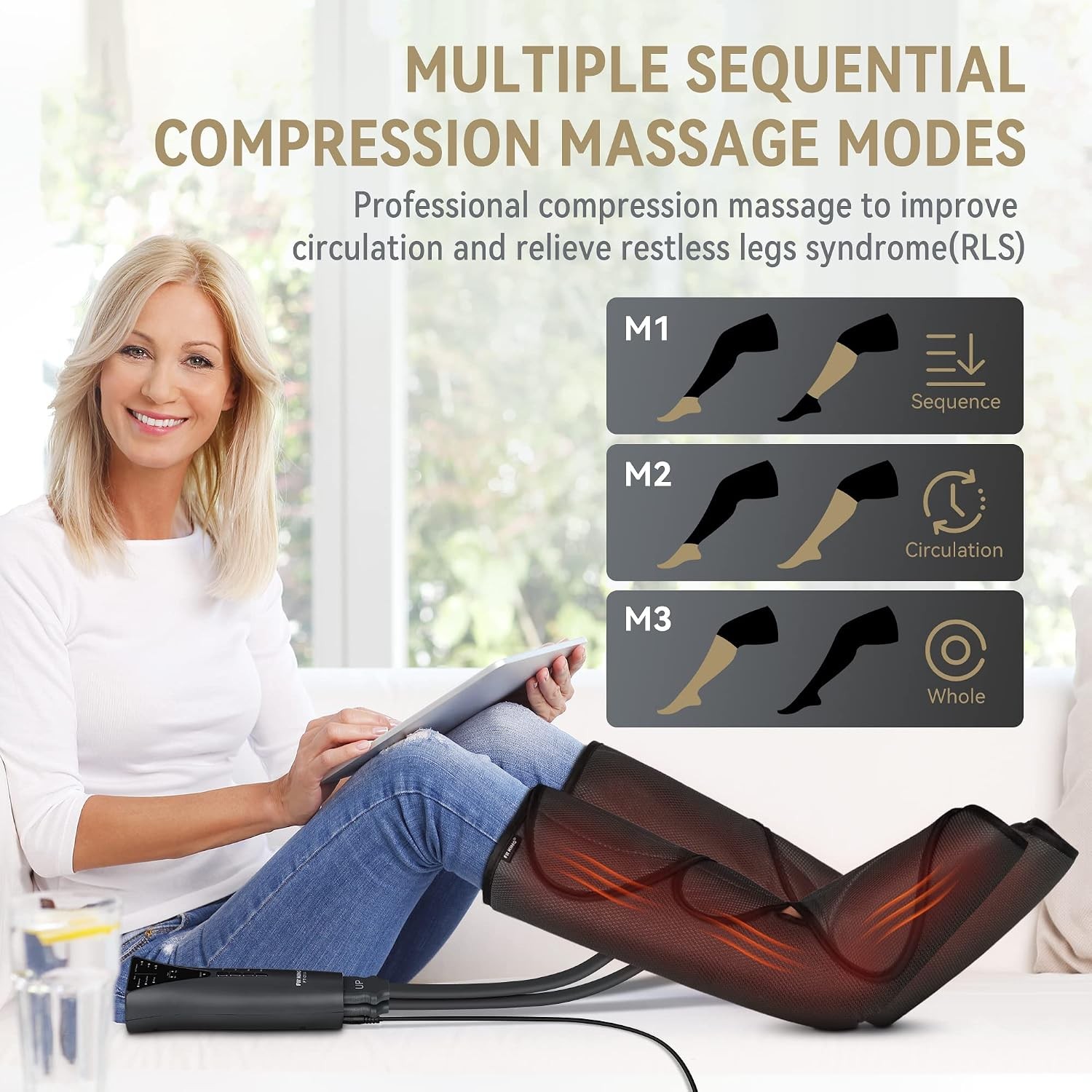 Air Compression Leg and Foot Massager with Heat for Circulation and Pain Relief