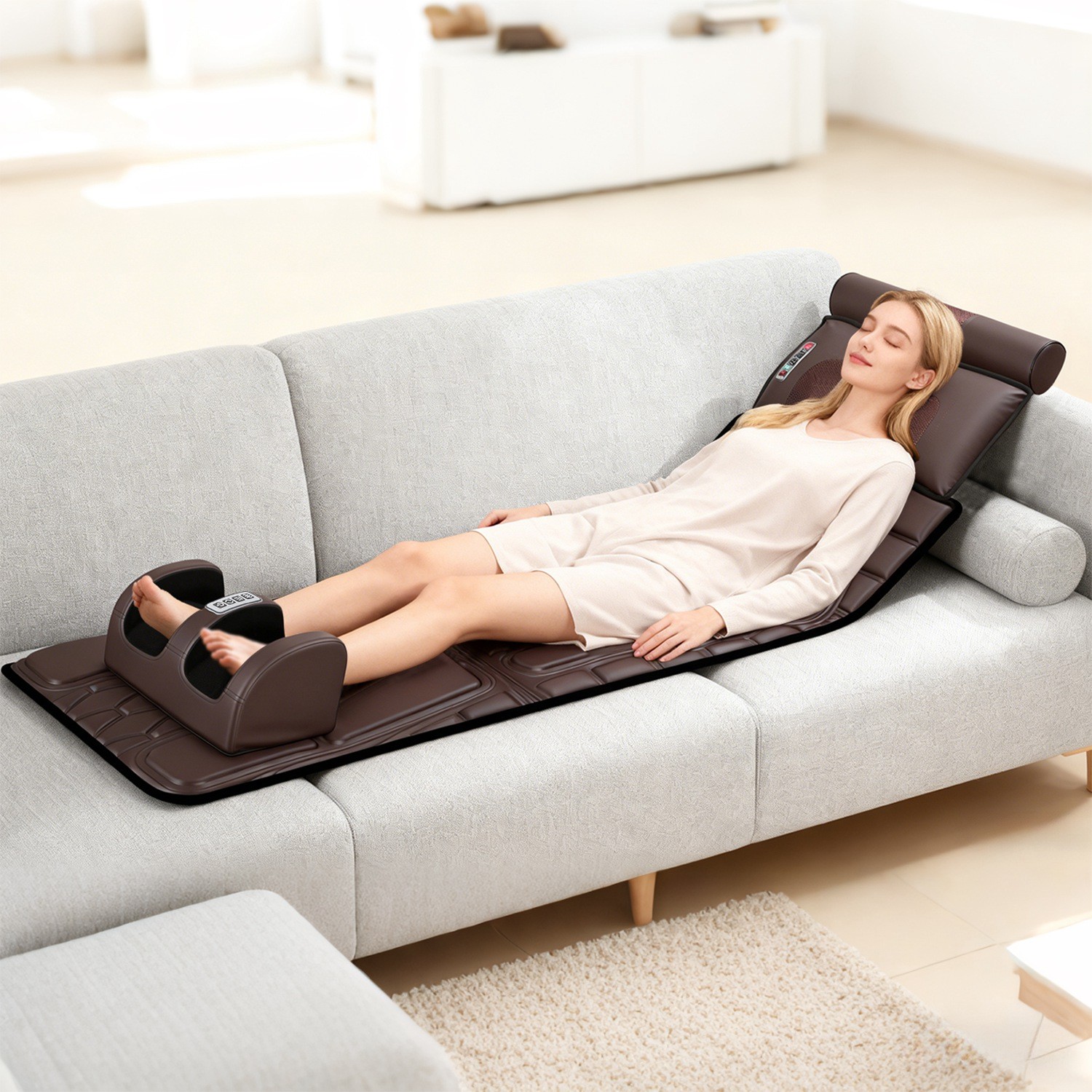 PU Leather Full Body Heating Massage Mat with Anti-Slip Bottom for Stress Relief