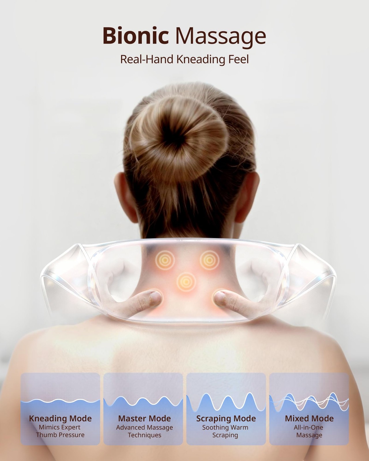 Shiatsu Neck and Back Massagers with Heat, 150 Mins Uses, 4 Lavender Gray