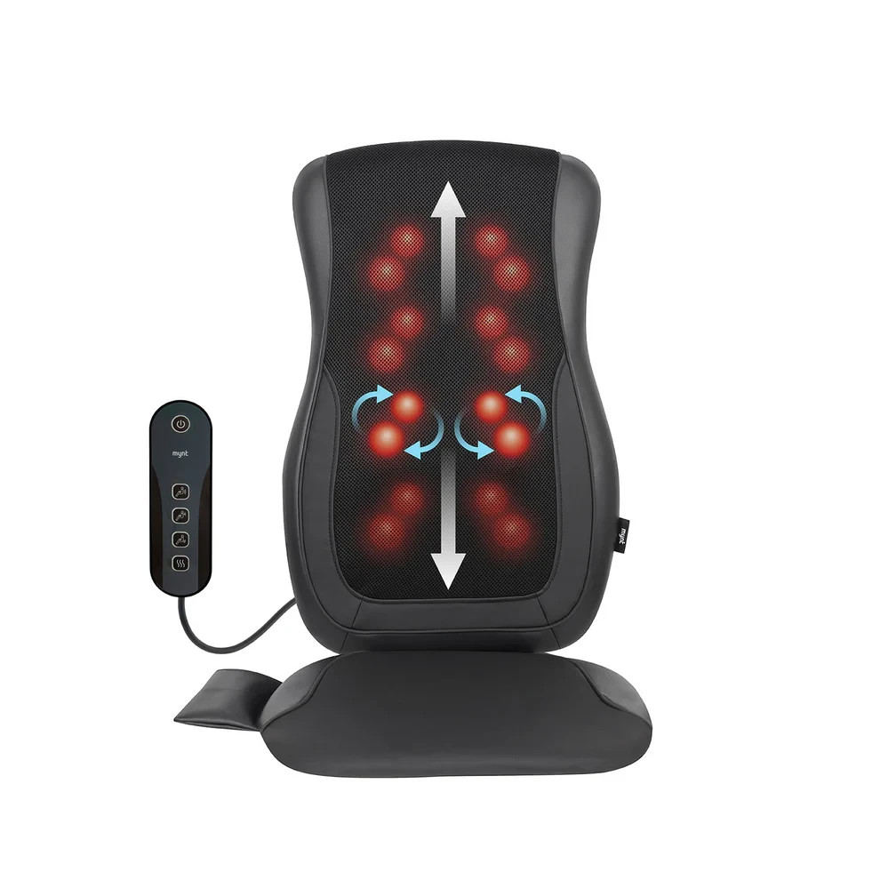 Mynt 3D Shiatsu Back Massage Cushion With Heat Remote Control Black