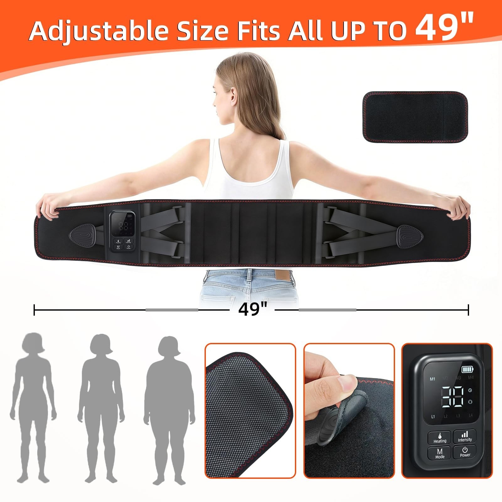 Cordless Heating Massage Belt for Back Pain Relief – Adjustable Heat Wrap & Vibr