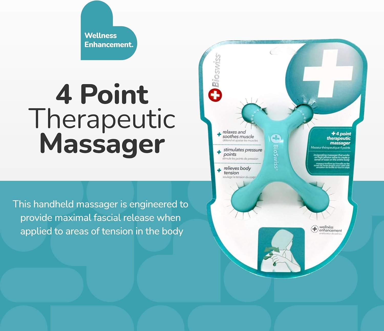 Handheld Full Body Massager, 4-Leg Pressure Point Massage Tool for Back, Neck, a