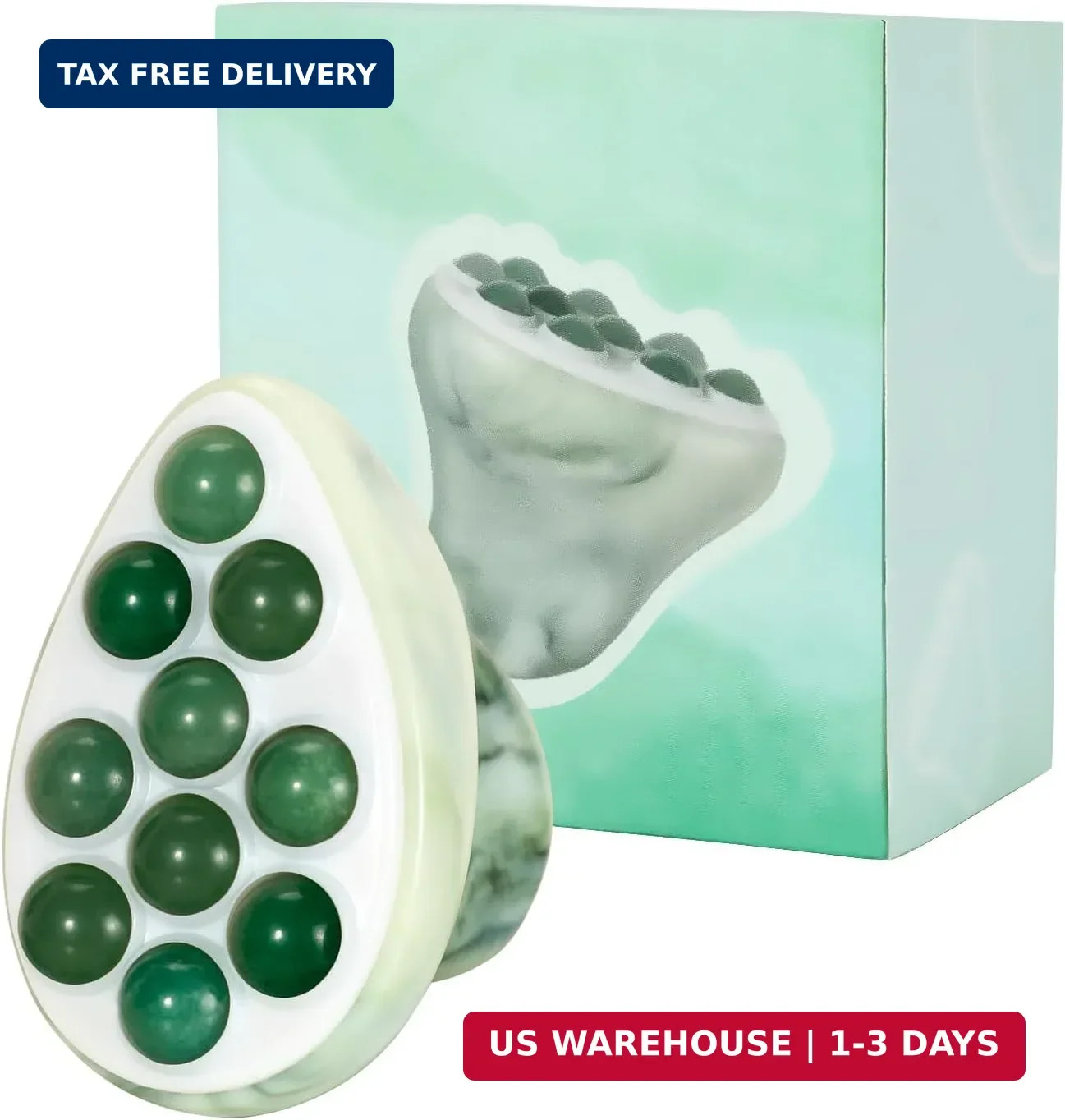 Jade Roller for Face, Gua Sha Facial Tool, Ice Eye Massager for Puffy Eyes & Dar