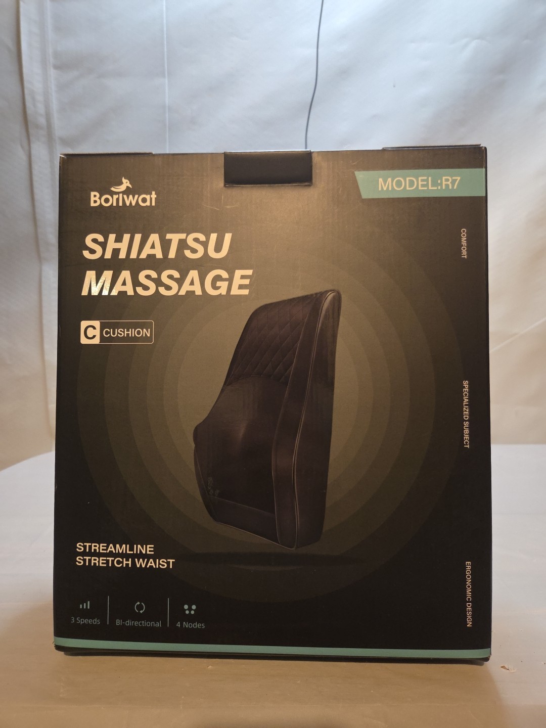 New Cordless Massage Cushion Shiatsu Borlwat Model: R7-C Speed Box Back Pain