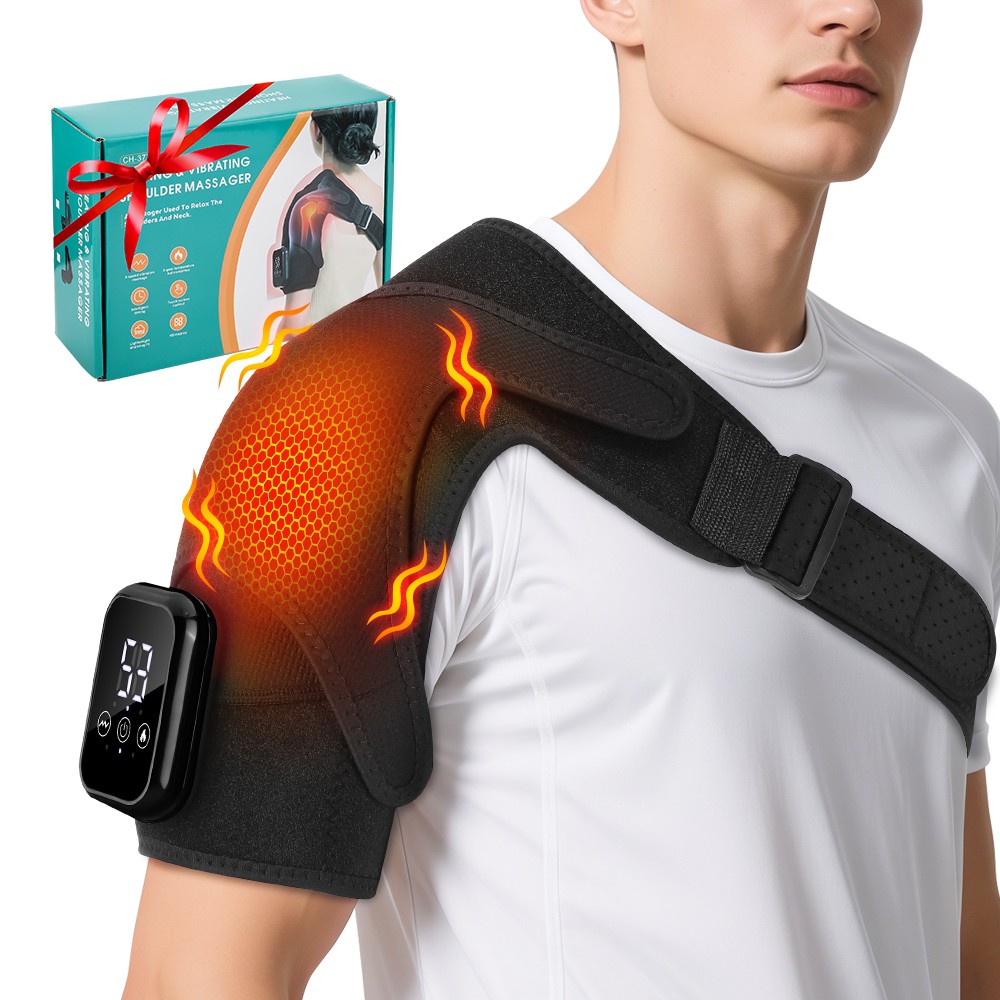 Electric Heated Shoulder Massager Joint Pain Relief Brace with Vibration Therapy
