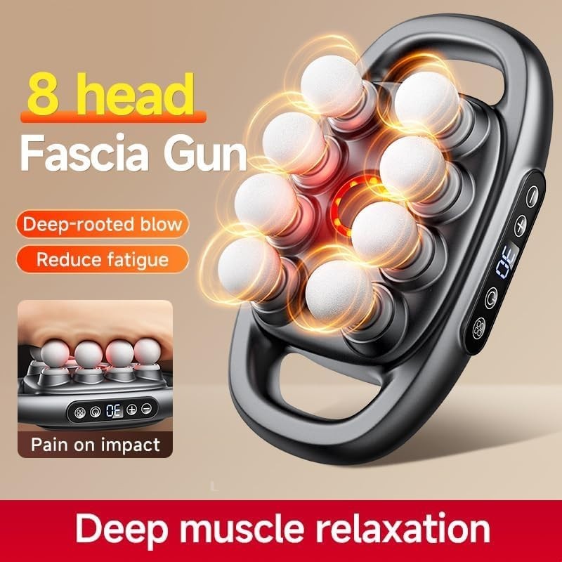 16-Drive Massage Gun Set – 8 Interchangeable Heads, 3 Modes, 30 Speed Levels for