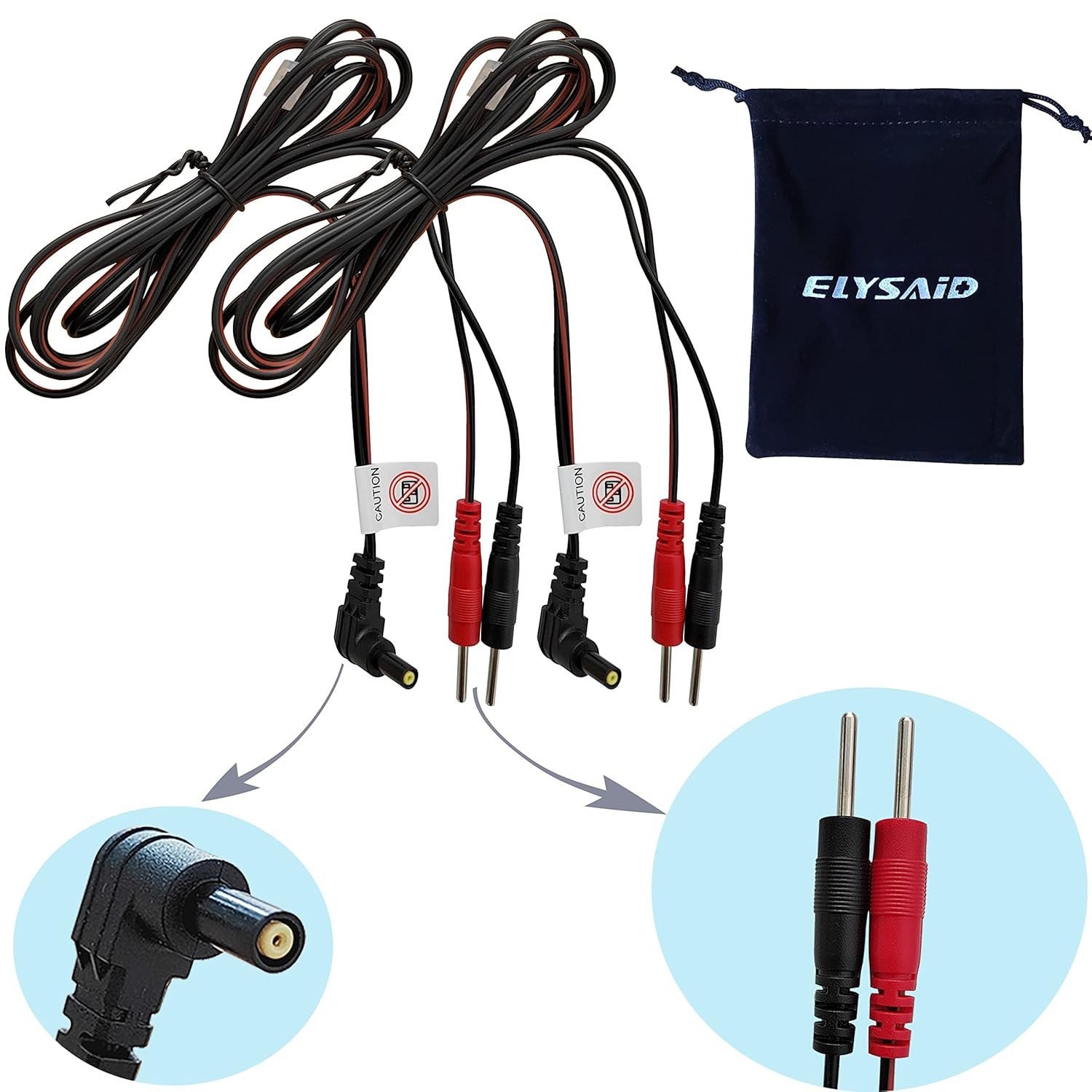 2-Pcs Replacement Electrode Lead Wires for TENS Machines – 2mm Pin Compatible
