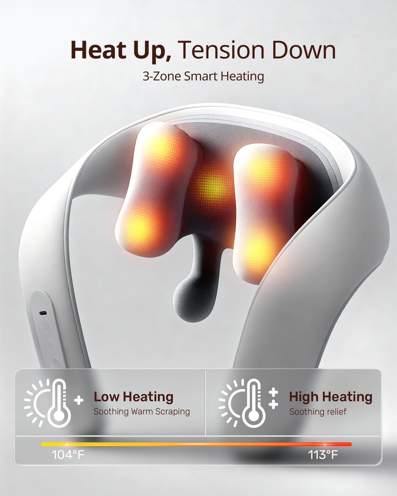 Shiatsu Neck and Back Massagers with Heat, 150 Mins Uses, 4 Lavender Gray