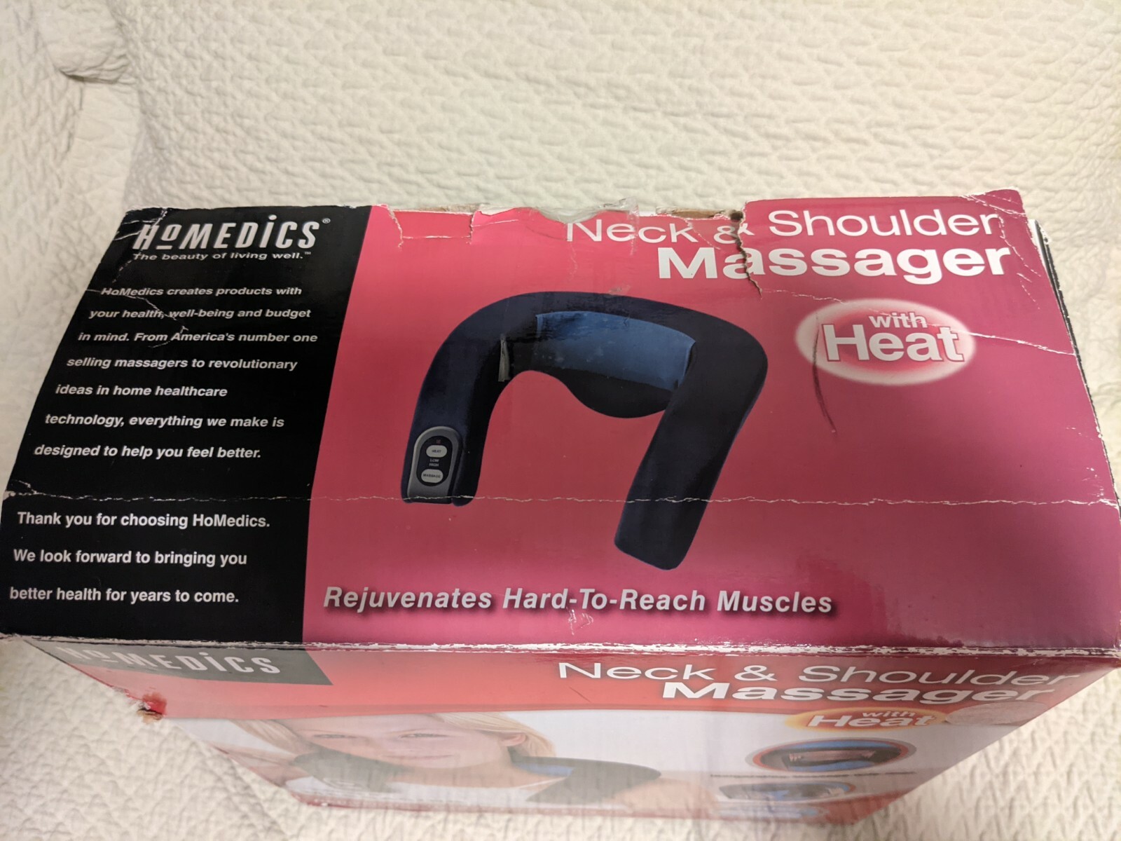 Homedics Neck & Shoulder Massager, Model NMSQ 100A ~ 2 Speeds With Heat