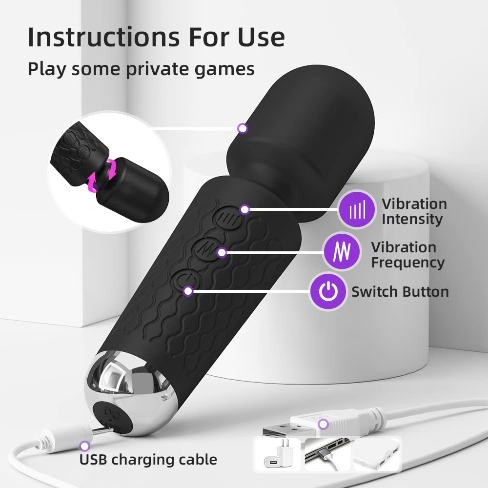 Personal Back Massager – Handheld Waterproof & Rechargeable Massager – 20 Spe…