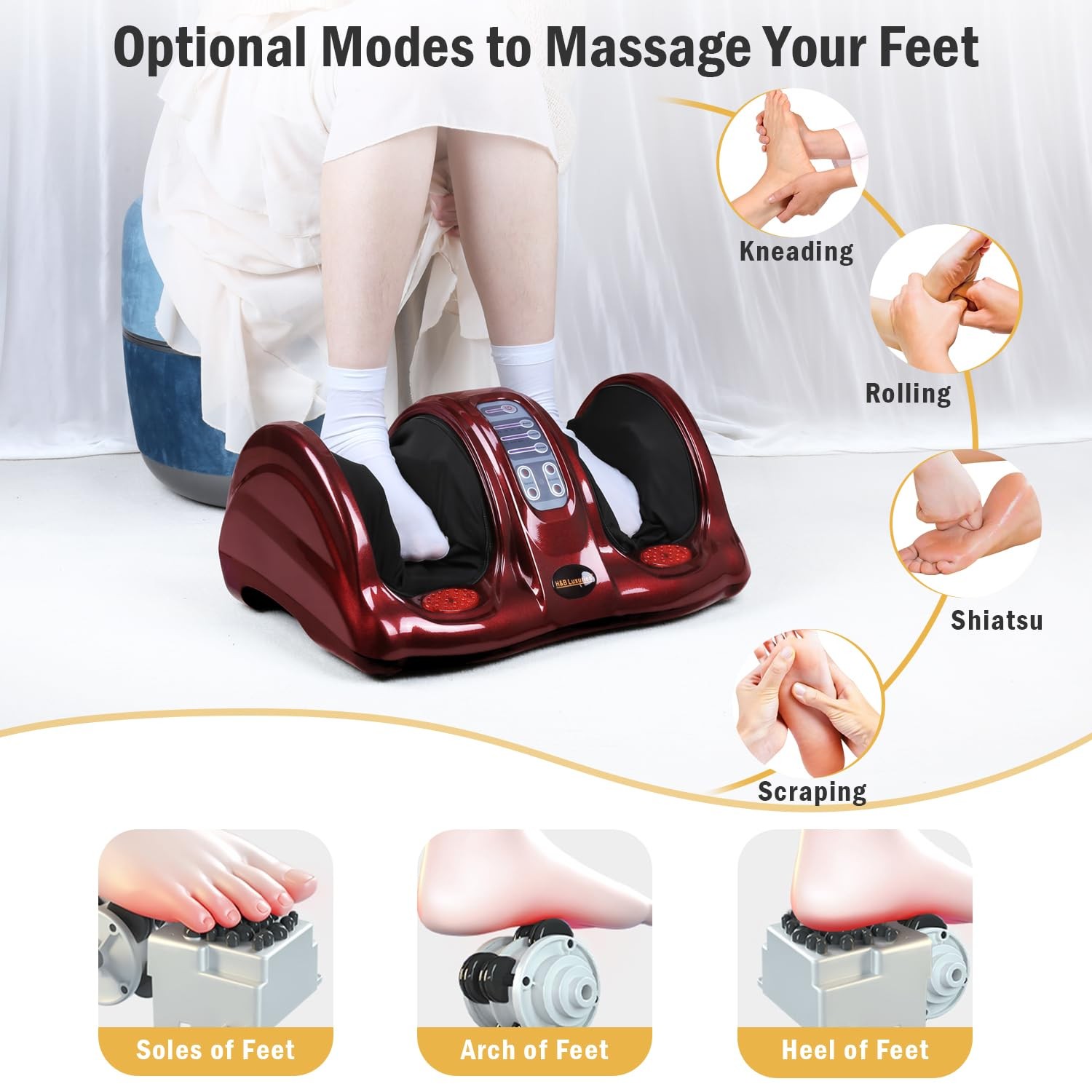 H&B Luxuries Hb Luxuries Shiatsu Foot Massager Machine Remote Controller