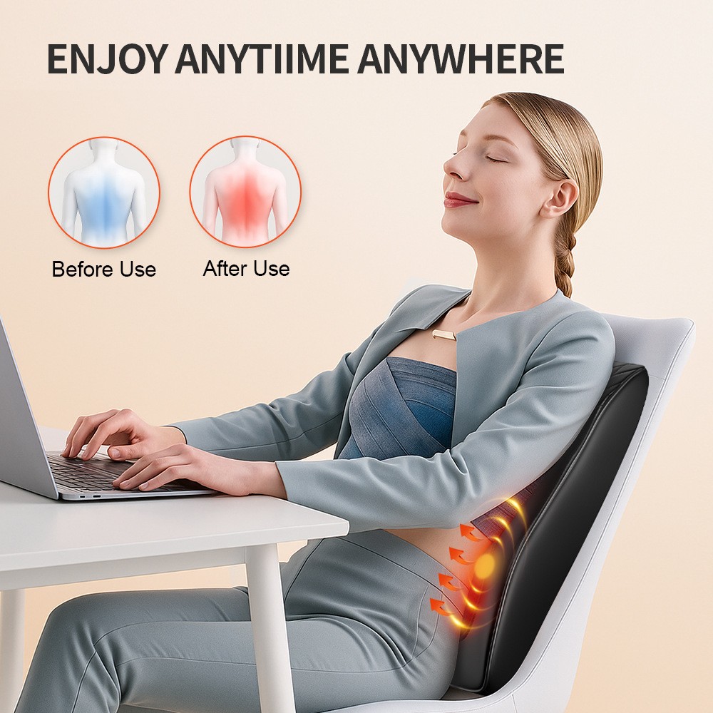 Back Massager with Heat, 3D Kneading Massage Pillow for Back, Neck, Shoulder