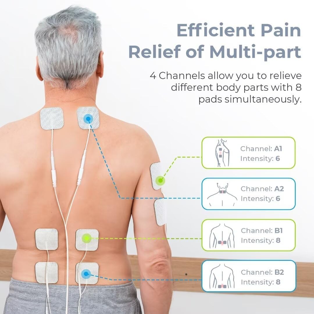 4 Outputs TENS Unit Muscle Stimulator with 24 Modes & Intuitive Operation Design