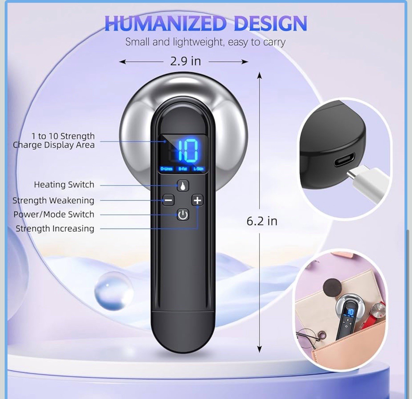 Body Sculpting Machine – Professional Handheld Cordless Cellulite Massager – Sui