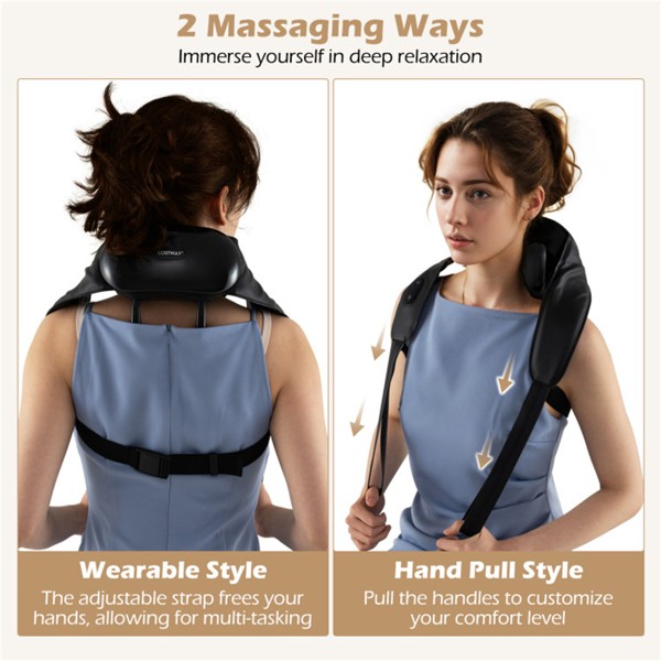 Neck Shoulder Massager – 4D Deep Tissue Kneading, 2 Modes & 2-Level Heat , Hands