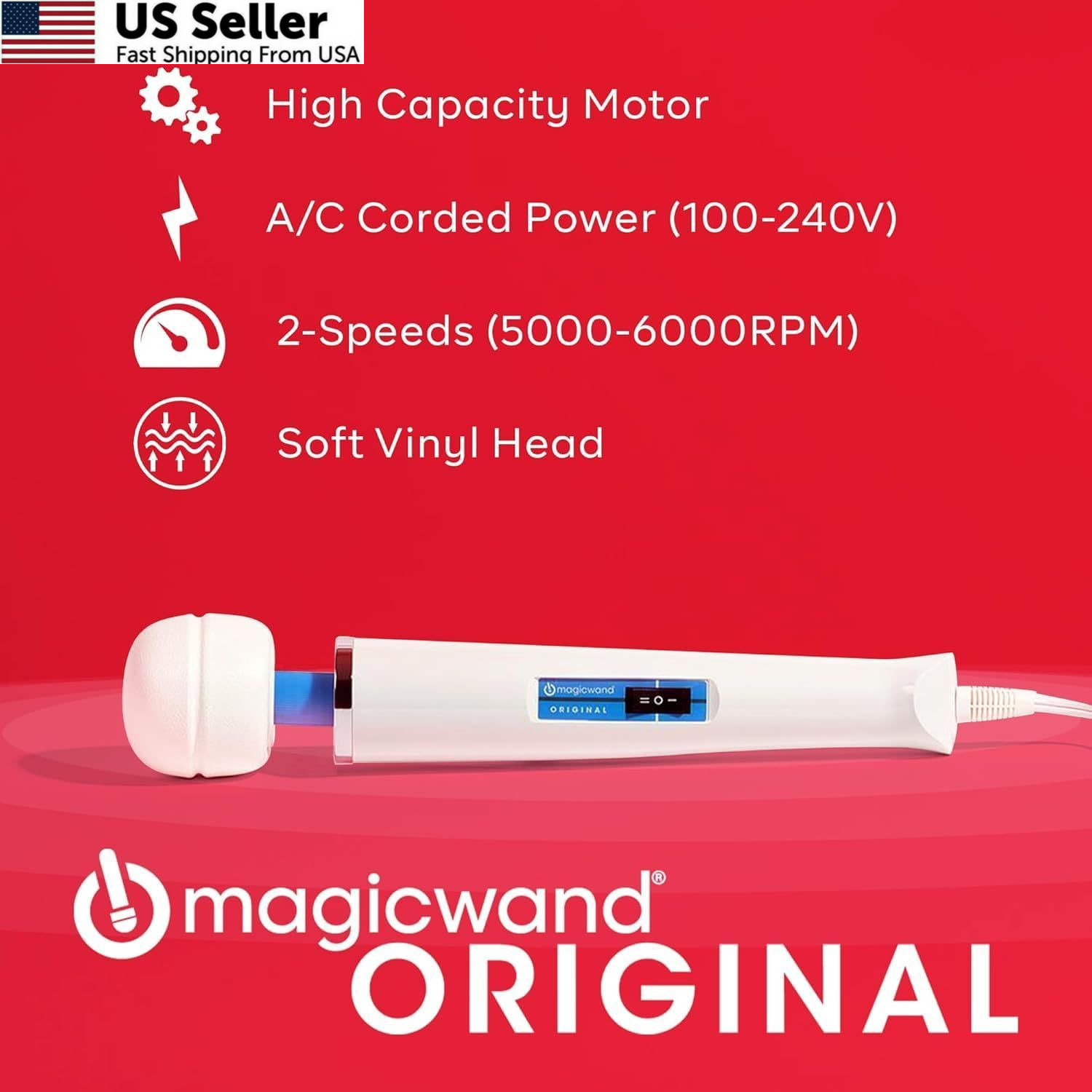 Authentic Magic Wand Original Massager – 1 Count (Pack of 1), White