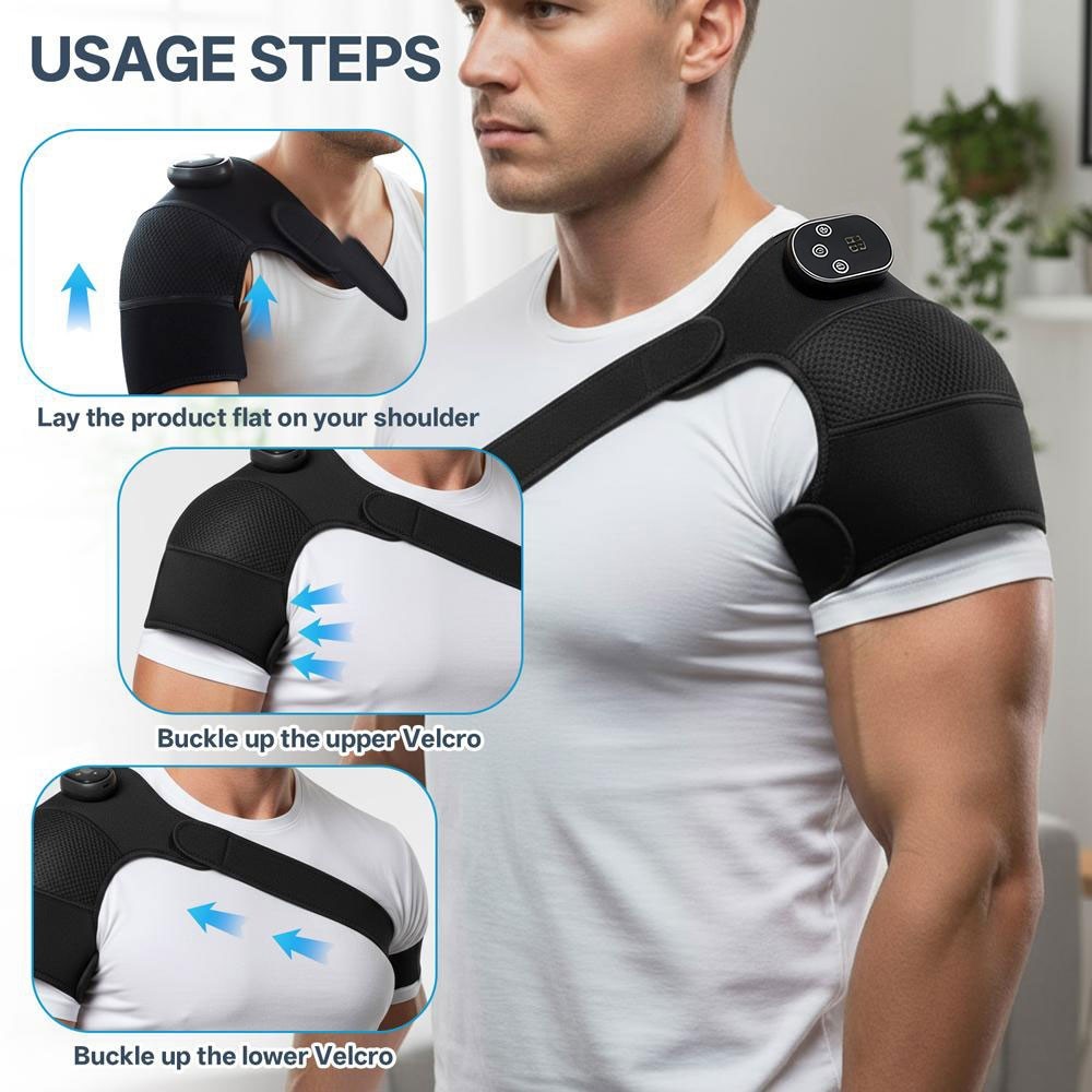 Neidga Heated Shoulder Massager with Heat Vibration Pain Relief, 120cm Strap