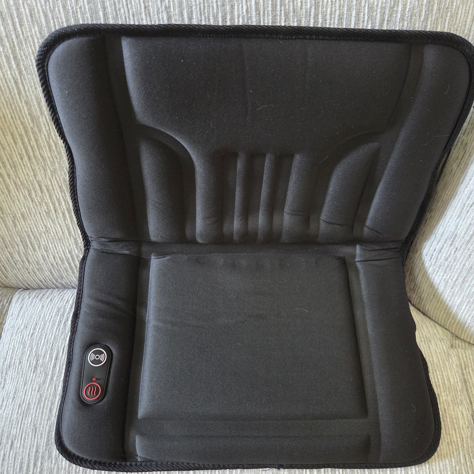 HealthTouch Vibration & Heat Massage Cushion 2-Level Intensity Back Lumbar Black